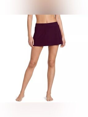 NWT Lands' End Tummy Control Swim Skirt - Dark Wine Plum - Size 14
